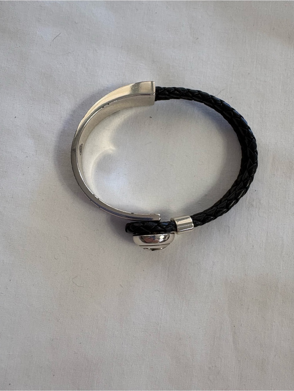Brighton Black Braided Leather Bracelet with Button Clasp - Picture 3 of 8